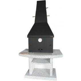   KOMFORT SMOKER kerti kerti kőgrill füstölő kupolával szűrke színben