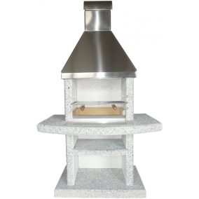   KOMFORT kerti kerti kőgrill rozsdamentes acél kupolával - szürke színben