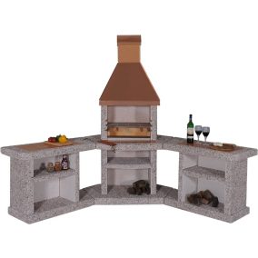 ATLANTIC sarok kerti kőgrill konyha - réz kupolával