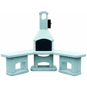 ATLAS SMOKER sarok kerti kőgrill konyha - fehér színben