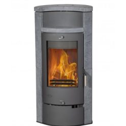   Fireplace HAMBURG zsírkő burkolattal / szürke kályhatest / 8 kw / 150-es füstcső csatlakozással