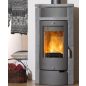 Fireplace HAMBURG zsírkő burkolattal / szürke kályhatest / 8 kw / 150-es füstcső csatlakozással
