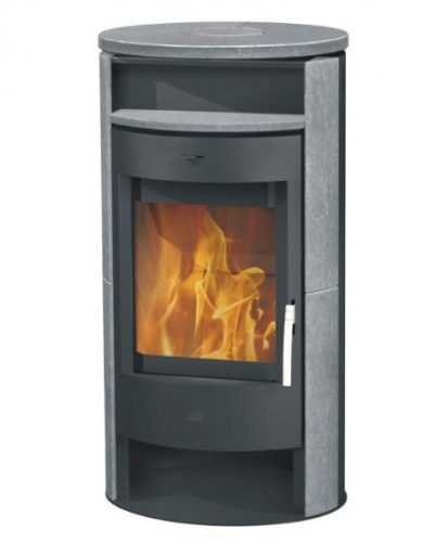 Fireplace JAKARTA zsírkő / fekete kályhatest / 6 kw / 150-es füstcső csatlakozással